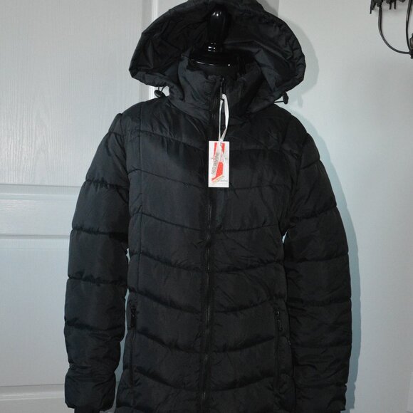 Red Marine Women's sz Medium Black Long  Puffer Jacket - Picture 1 of 10